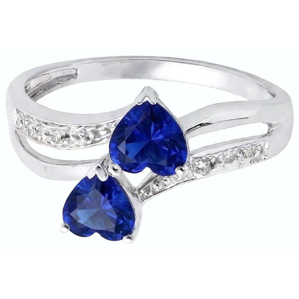 Toi et Moi Herz Edelstein Ceylon Saphir Natürlicher Diamant ( nicht im Labor gezüchtet ) Ring 3,50 Karat
