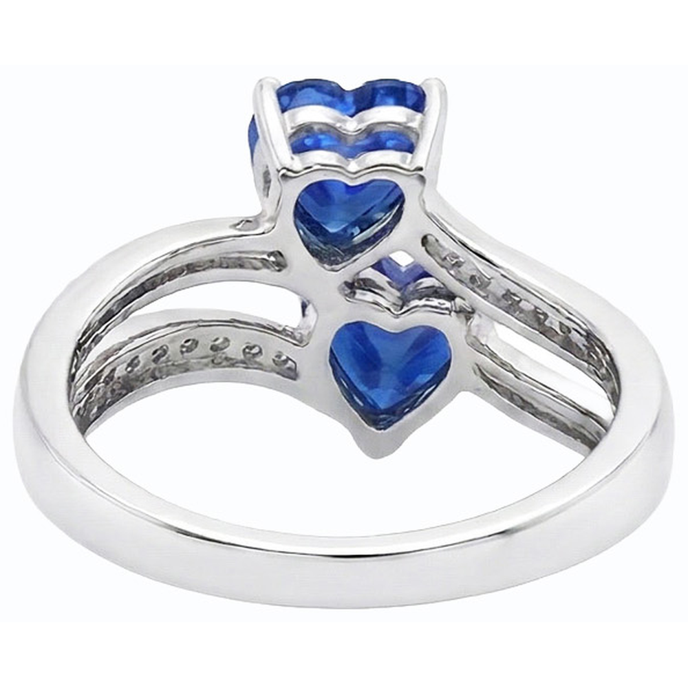 Toi et Moi Herz Edelstein Ceylon Saphir Natürlicher Diamant ( nicht im Labor gezüchtet ) Ring 3,50 Karat