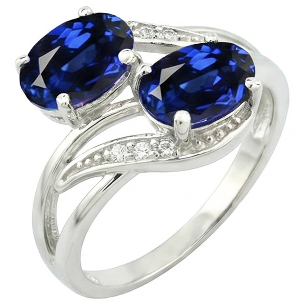 Toi et Moi Ovaler srilankischer Saphir-Diamantring im antiken Stil 4.50 Ct