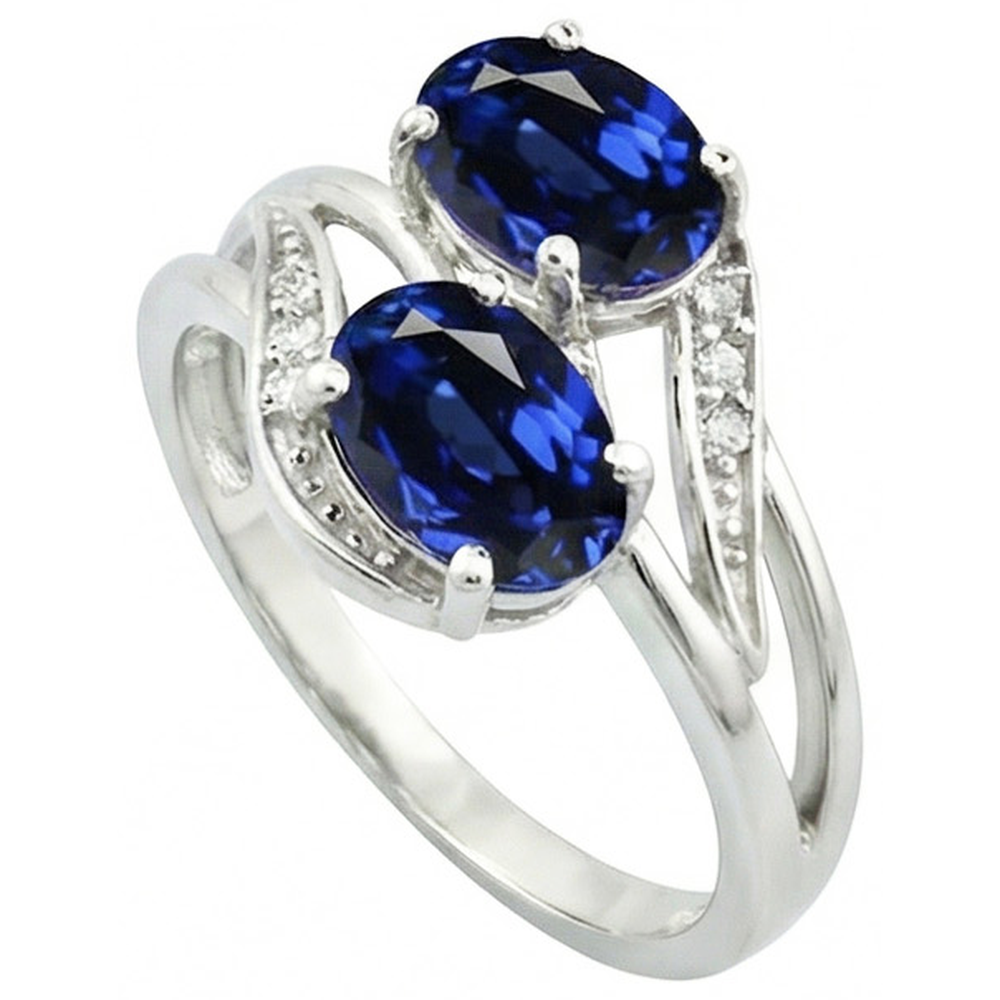 Toi et Moi Ovaler srilankischer Saphir-Diamantring im antiken Stil 4.50 Ct