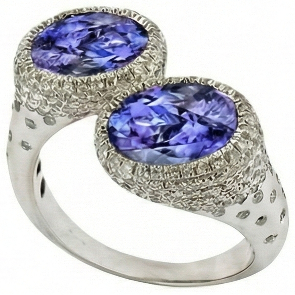 echter round tansanit 5.50Karat ring Seitenansicht
