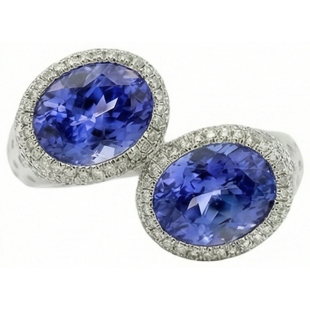 echter round tansanit 5.50Karat ring Detailansicht