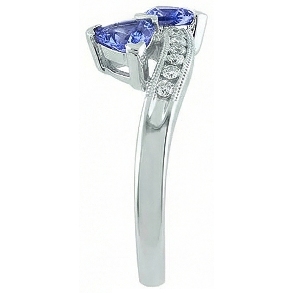 Toi et Moi Trillion Tansanit Ring mit runden Diamanten 2,50 Karat Gold
