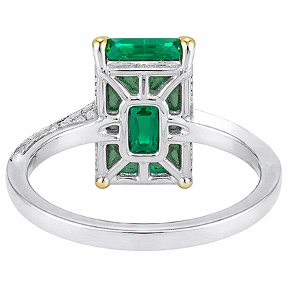 Schmuckstein-Ring Zweifarbiges 14K Gold mit Smaragd – Profilansicht