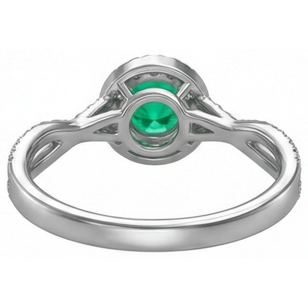 Kolumbianischer Smaragd Schmuckstein-Ring 1-Karat Bicolor 14K Gold – Rückansicht