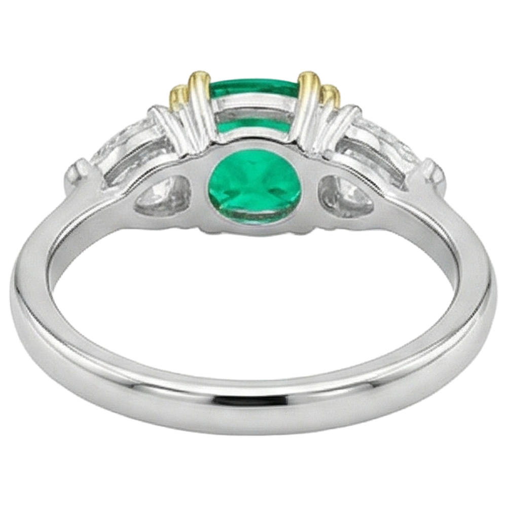 Smaragd Kissen-Schliff Schmuckstein-Ring in 14 Karat Zweifarbig Gold – Detailansicht