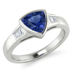 Trillion Ceylon Blue Sapphire Natürlicher Diamants ( nicht im Labor gezüchtet ) Verlobungsring 1.26 Ct Neu