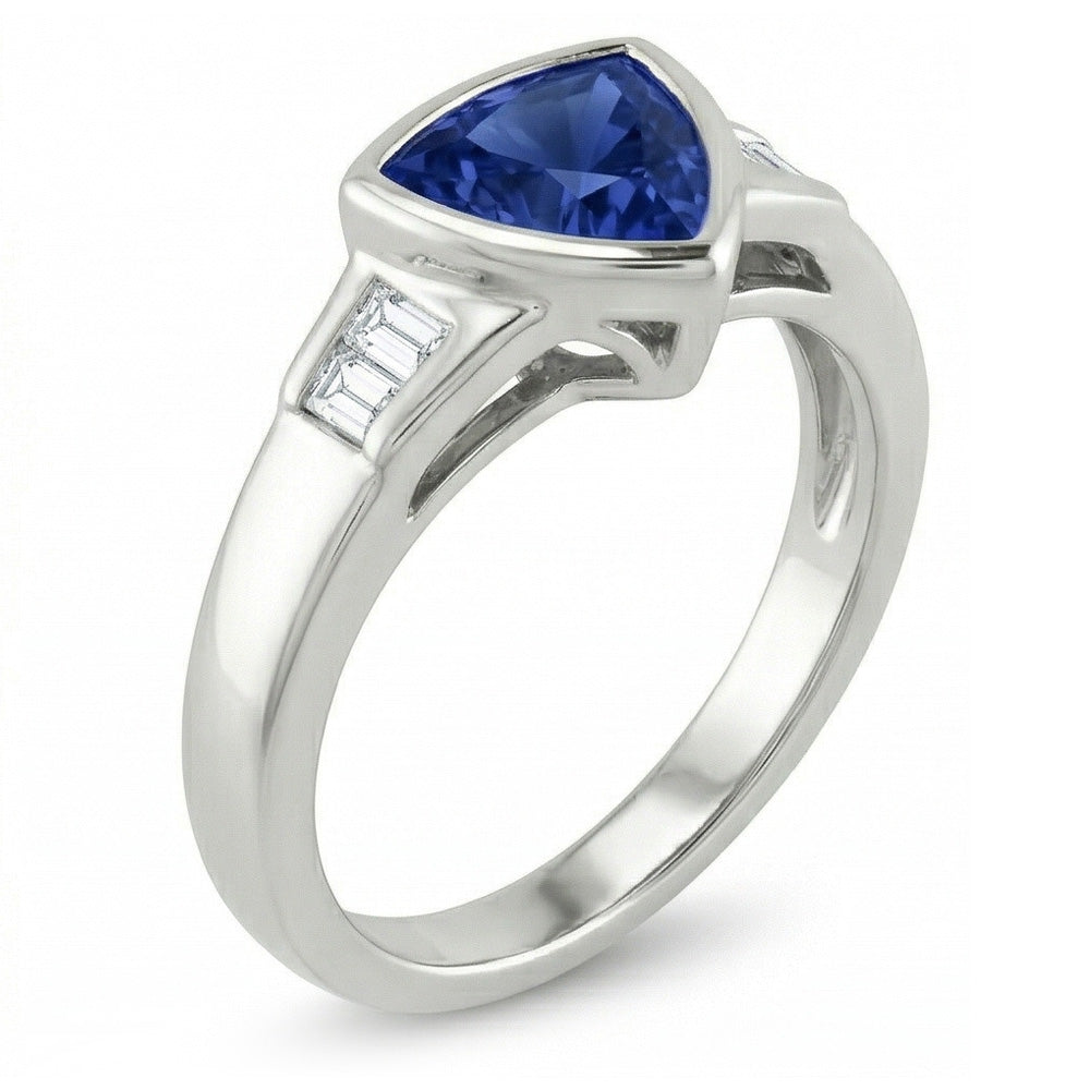 Trillion Ceylon Blue Sapphire Natürlicher Diamants ( nicht im Labor gezüchtet ) Verlobungsring 1.26 Ct Neu