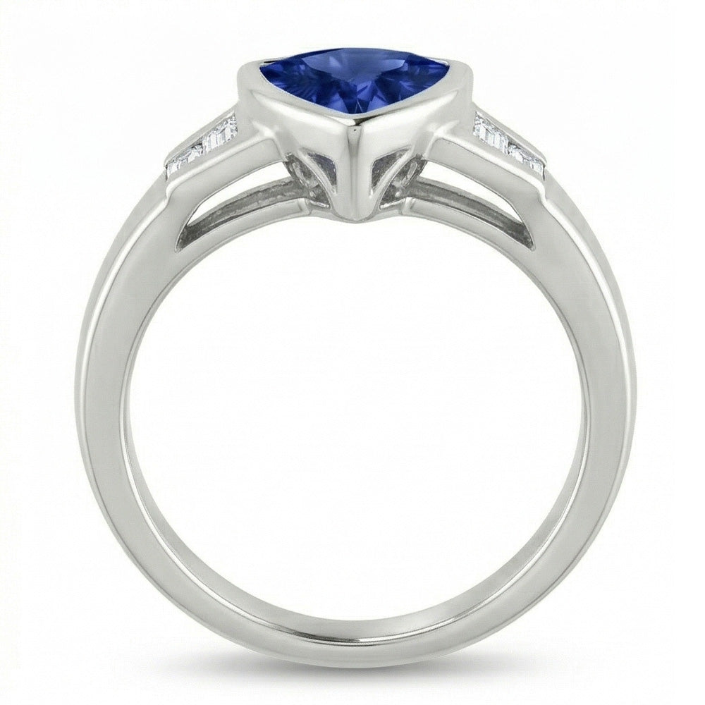 Trillion Ceylon Blue Sapphire Natürlicher Diamants ( nicht im Labor gezüchtet ) Verlobungsring 1.26 Ct Neu