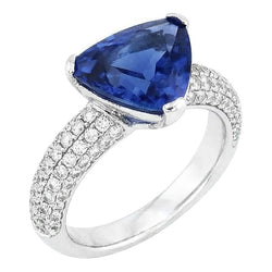 Trillion Edelstein Ceylon Saphir Ring Pave Set Natürlicher Diamant ( nicht im Labor gezüchtet )en 3,50 Karat