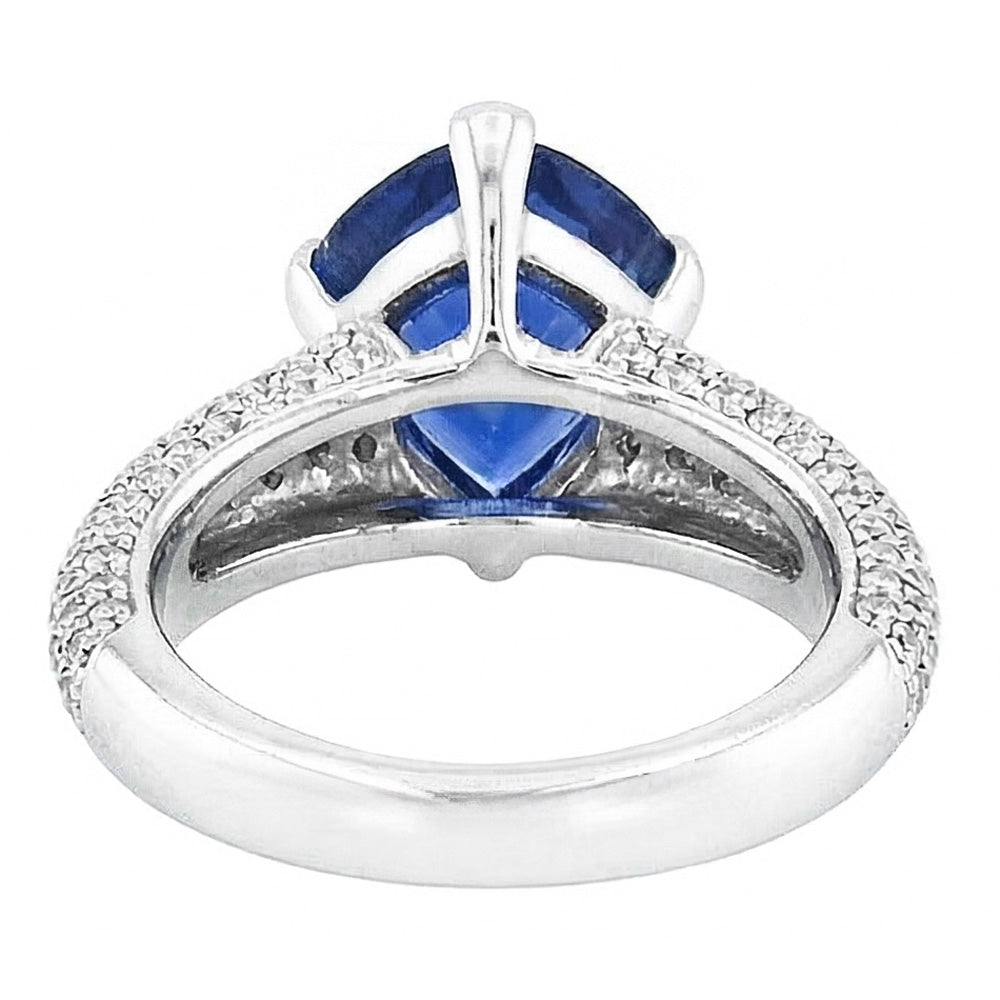 Trillion Edelstein Ceylon Saphir Ring Pave Set Natürlicher Diamant ( nicht im Labor gezüchtet )en 3,50 Karat