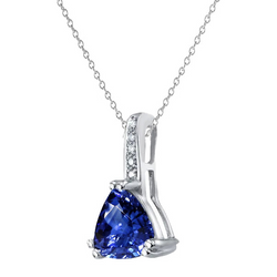 2 Karat Blauer Saphir Stein-Halskette in 14 Karat Weißgold