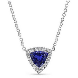 Schmuckstein-Anhänger 14K Weißgold – Royalblauer Saphir