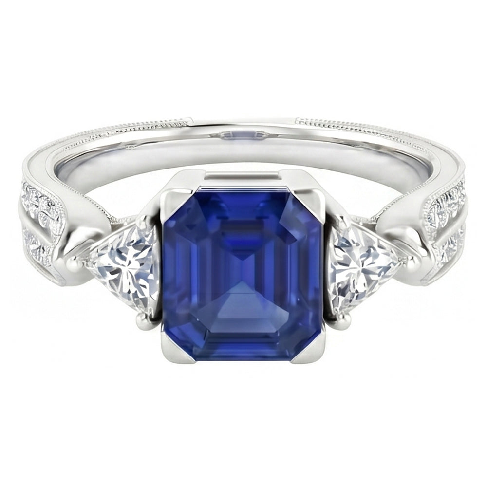 echter asscher diamant 2.50Karat ring Draufsicht