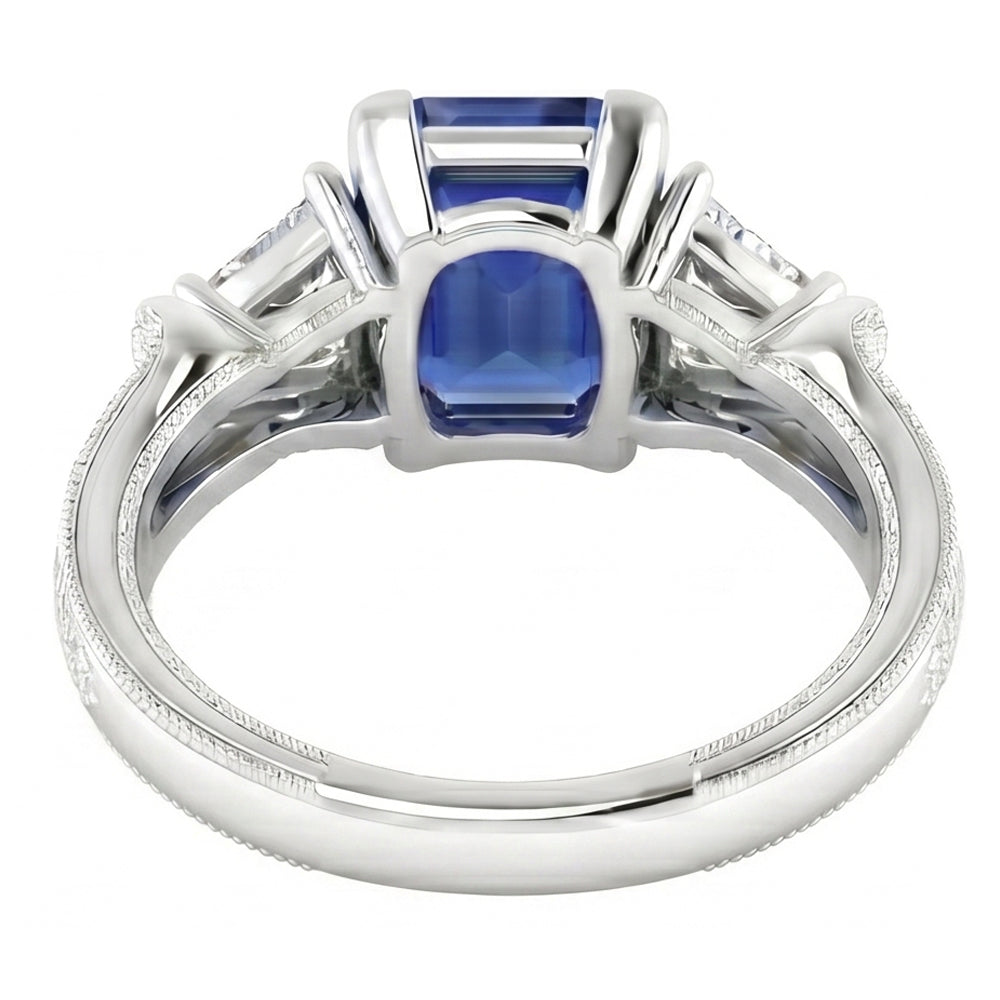 echter asscher diamant 2.50Karat ring Profilansicht