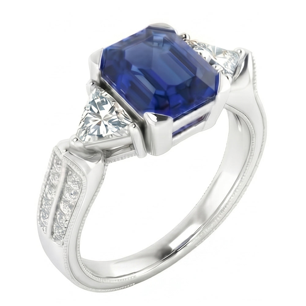 echter asscher diamant 2.50Karat ring Vorderansicht