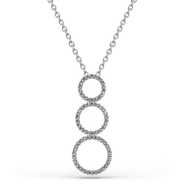 Triple 8 Kt Echt Diamanten Im Rundschliff Kreis Anhänger Halskette Weißgold 14K