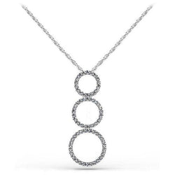 Triple 8 Kt Natürliche Diamanten Im Rundschliff Kreis Anhänger Halskette Weißgold 14K