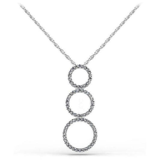 Triple 8 Kt Natürliche Diamanten Im Rundschliff Kreis Anhänger Halskette Weißgold 14K