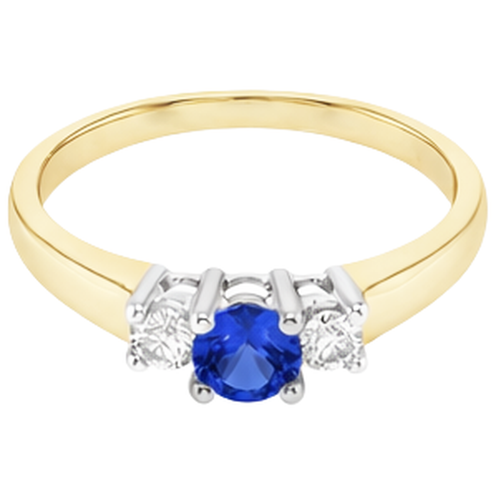 Tansanit Brillantschliff Schmuckstein-Ring in 14 Karat Zweifarbig Gold – Seitenansicht