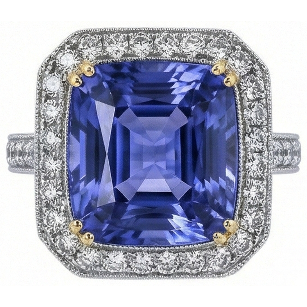 echter round tansanit 4.25Karat ring Seitenansicht