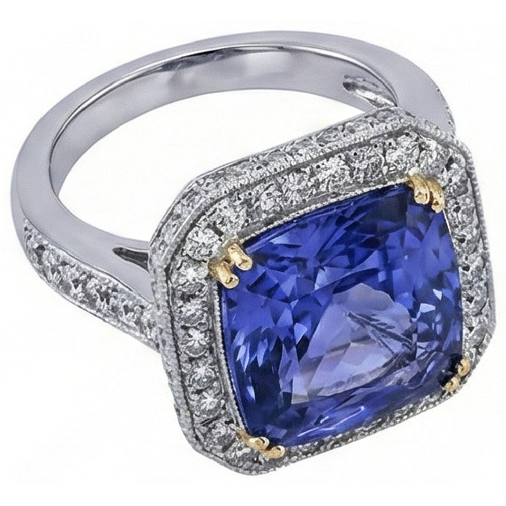 echter round tansanit 4.25Karat ring Detailansicht