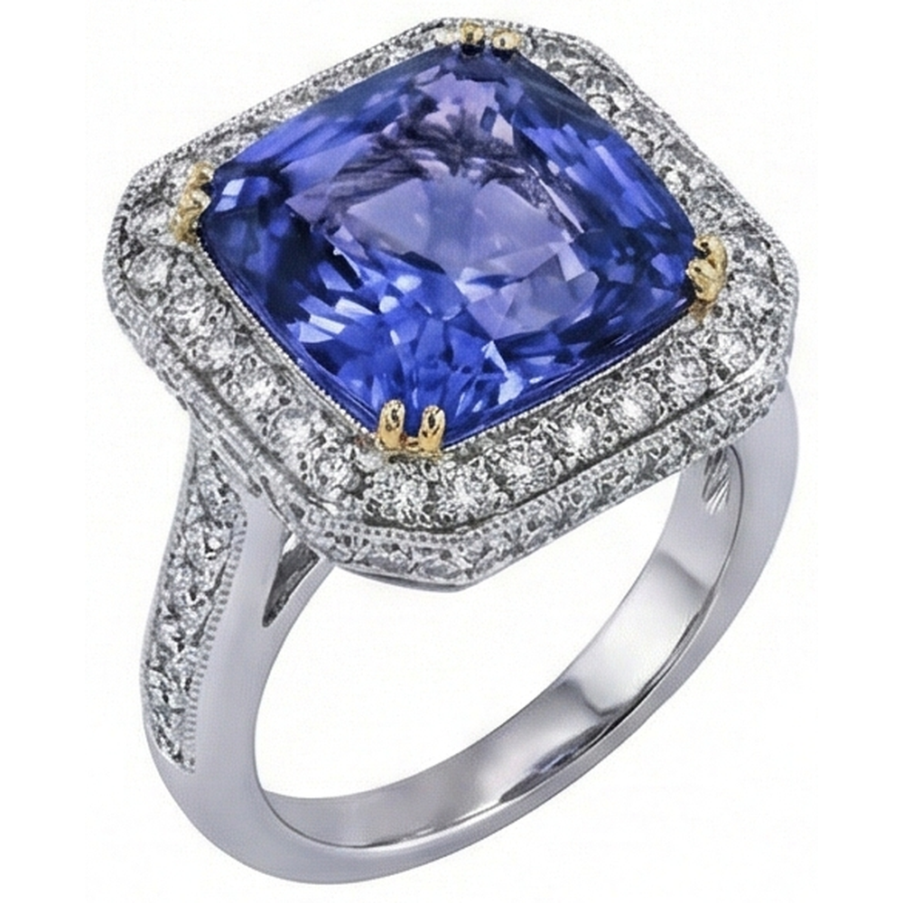 echter round tansanit 4.25Karat ring Draufsicht