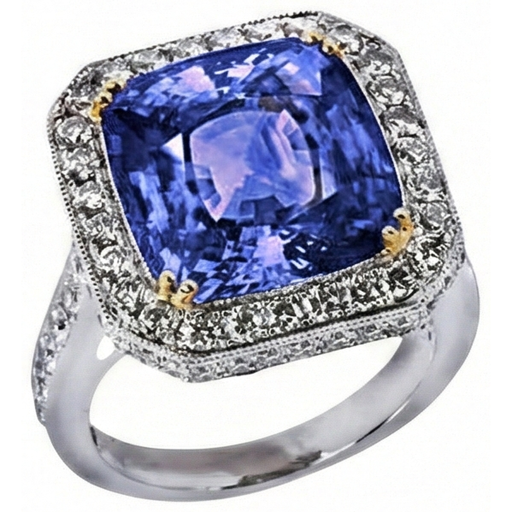 echter round tansanit 4.25Karat ring Profilansicht