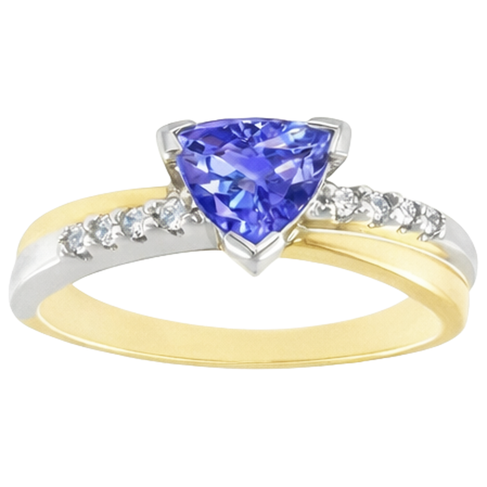 Two Tone Gold Trillion AAA Tansanit & Runde Diamanten Ring 2,60 Karat