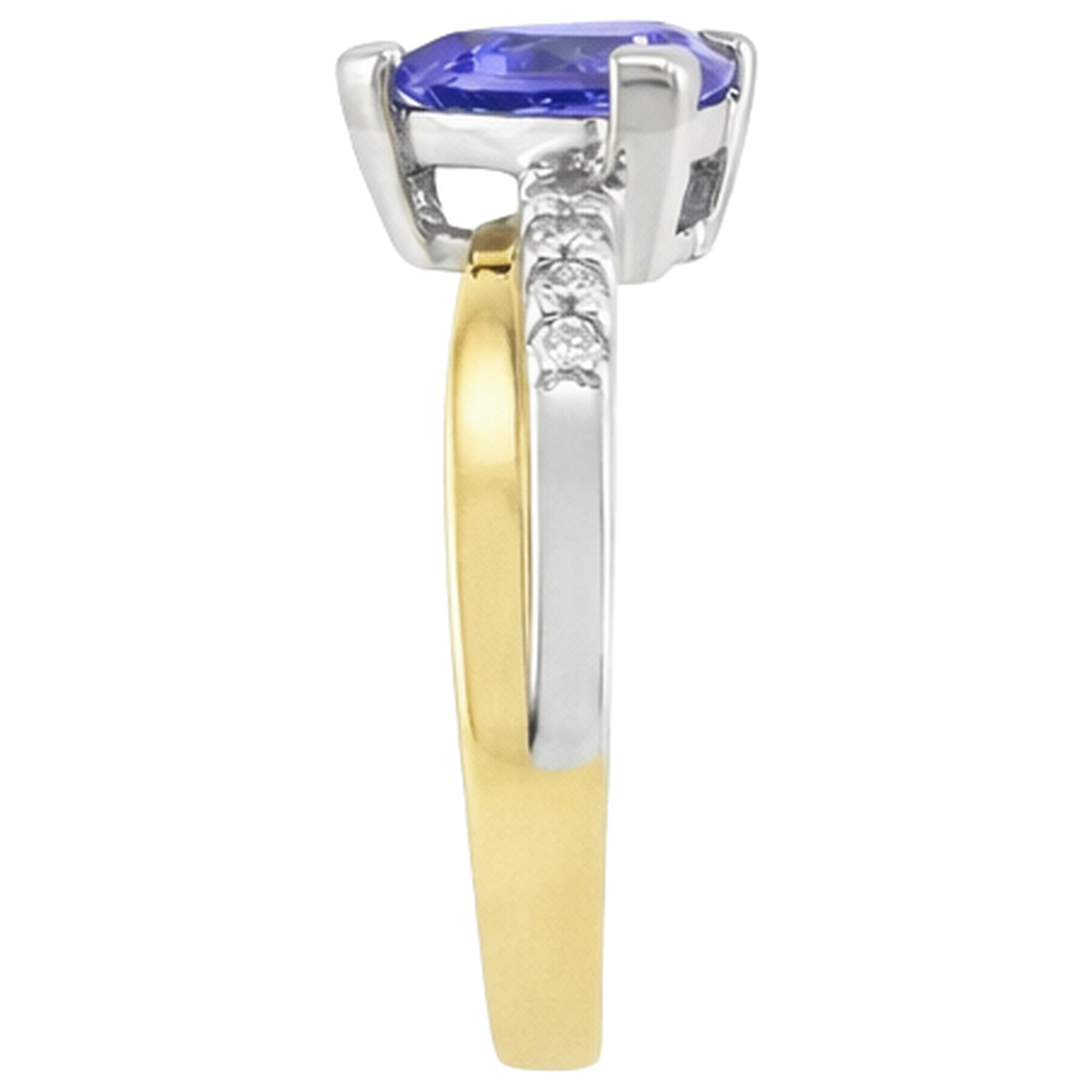 Two Tone Gold Trillion AAA Tansanit & Runde Diamanten Ring 2,60 Karat