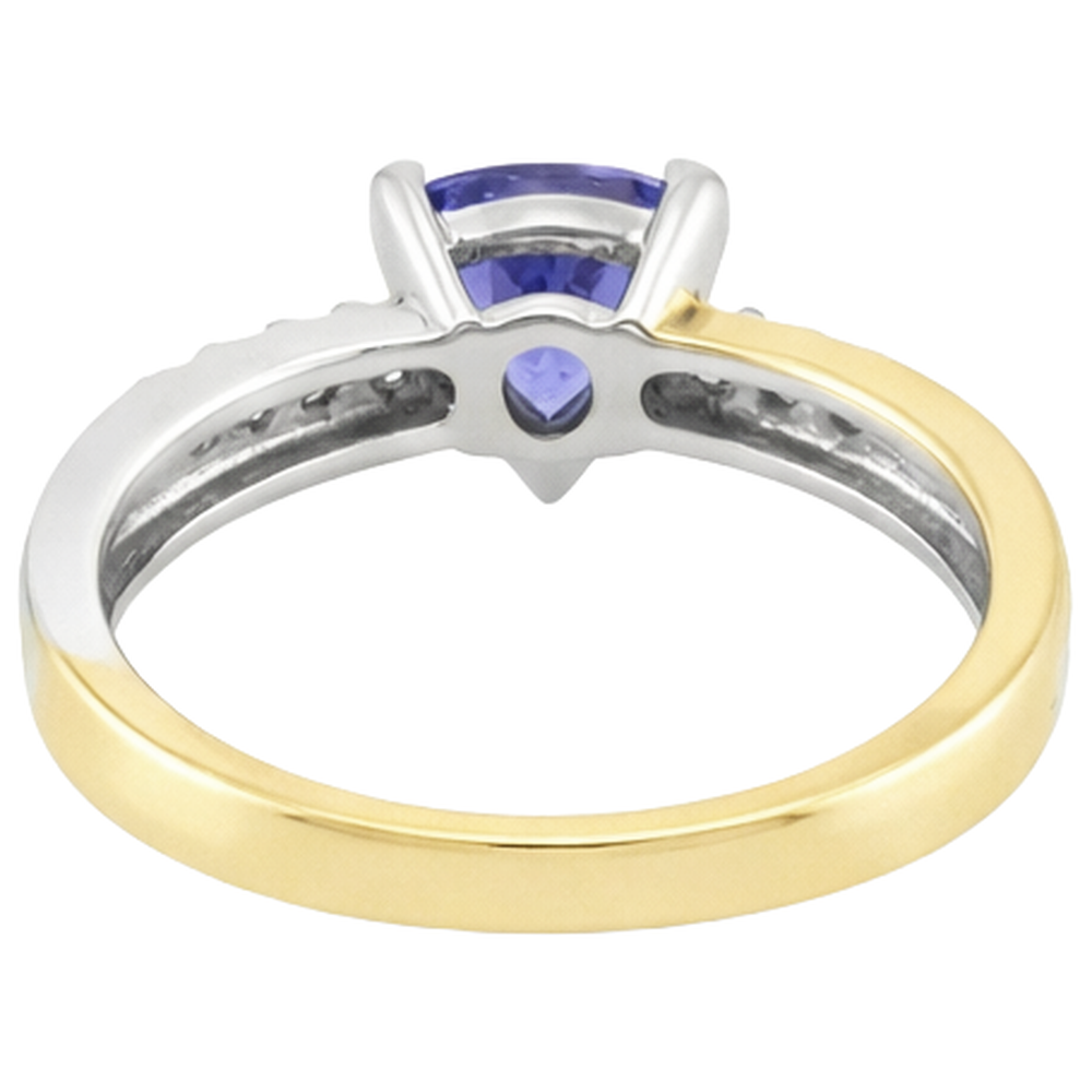 Two Tone Gold Trillion AAA Tansanit & Runde Diamanten Ring 2,60 Karat