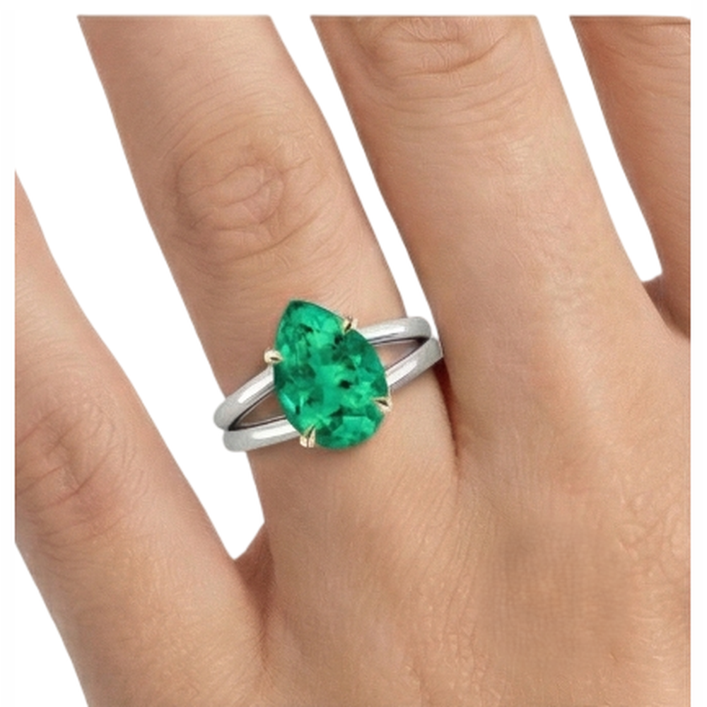 Exquisiter Edler Smaragd Schmuckstein-Ring 2 Karat – Rückansicht