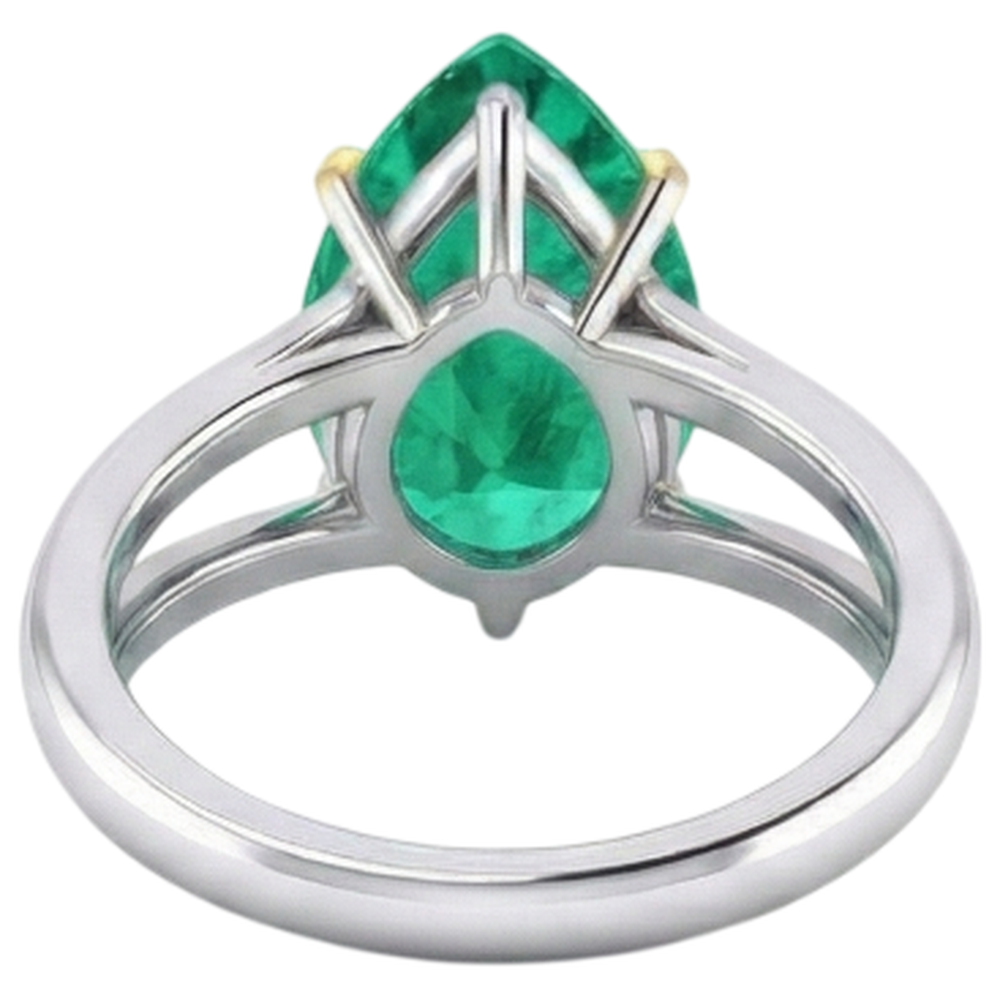 Schmuckstein-Ring Zweifarbiges 14K Gold mit Edler Smaragd – Draufsicht