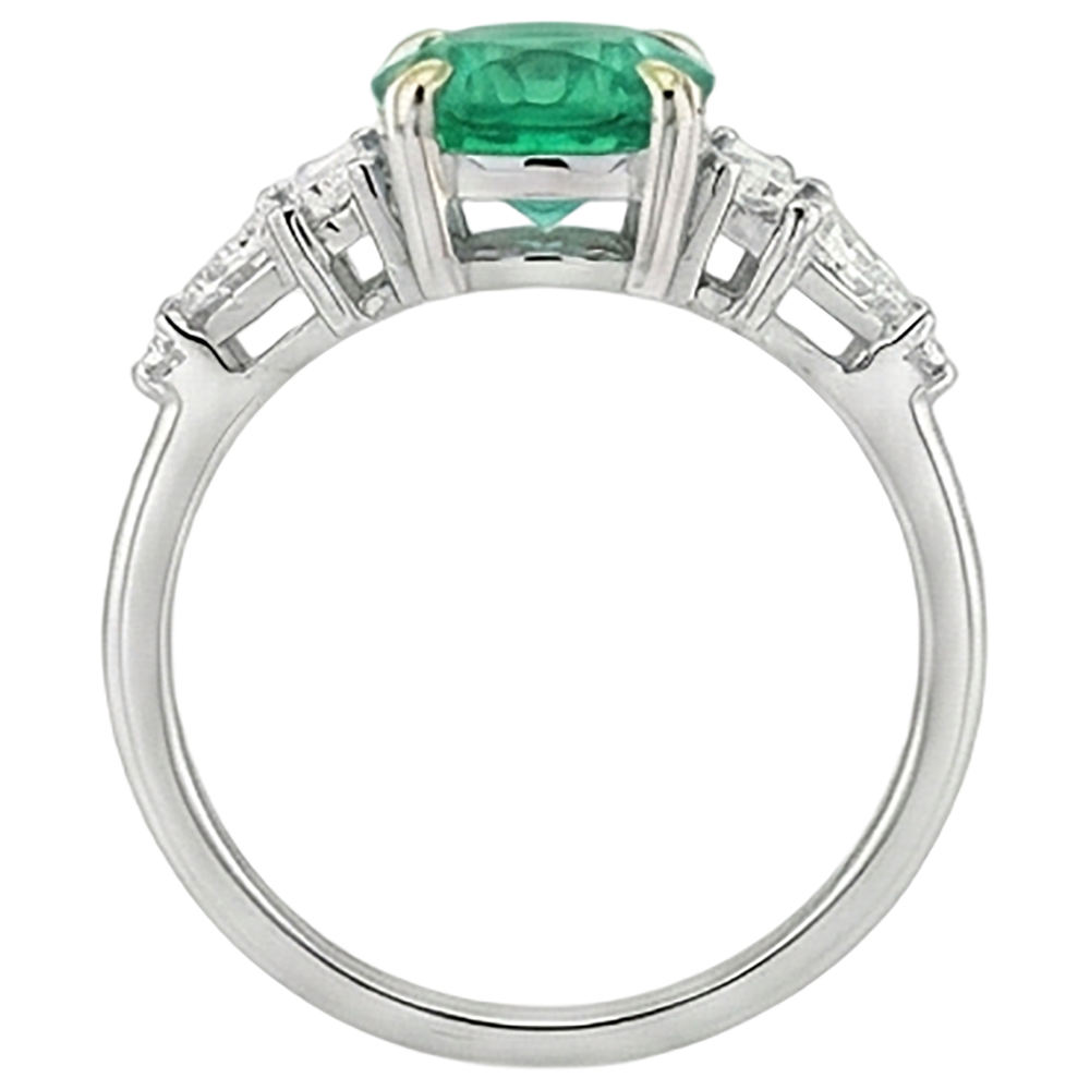 Authentischer Edler Smaragd Edelstein-Ring – Draufsicht