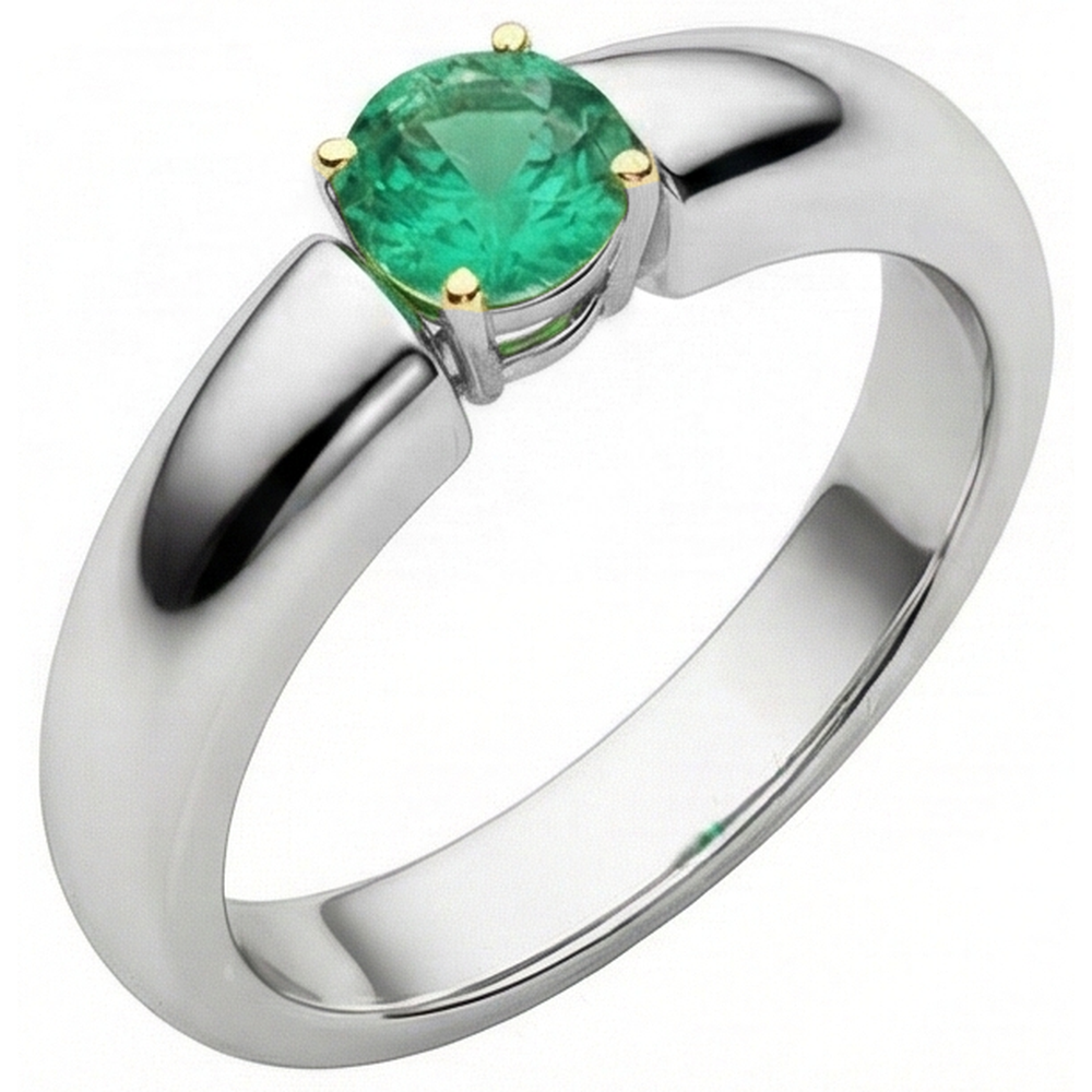 Erdgewonnener Edler Smaragd Schmuckstein-Ring – Seitenansicht