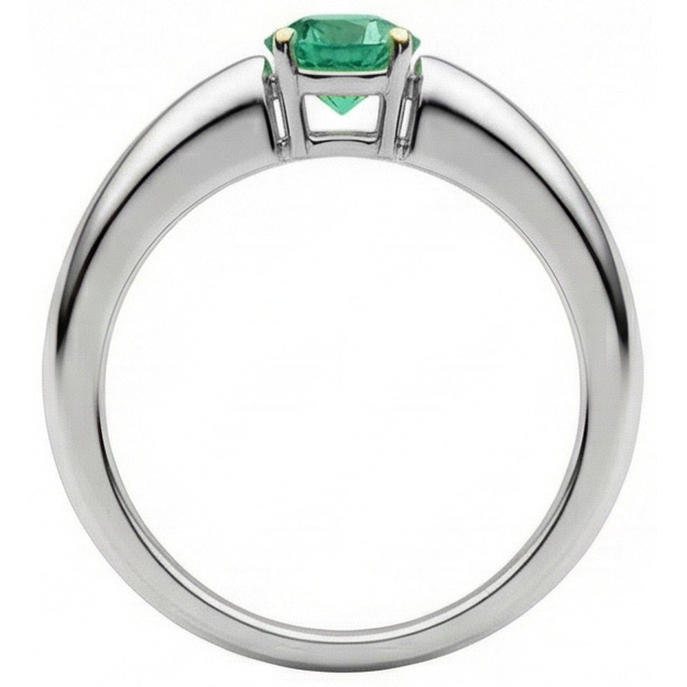 Schmuckstein-Ring Zweifarbiges 14K Gold mit Edler Smaragd – Draufsicht