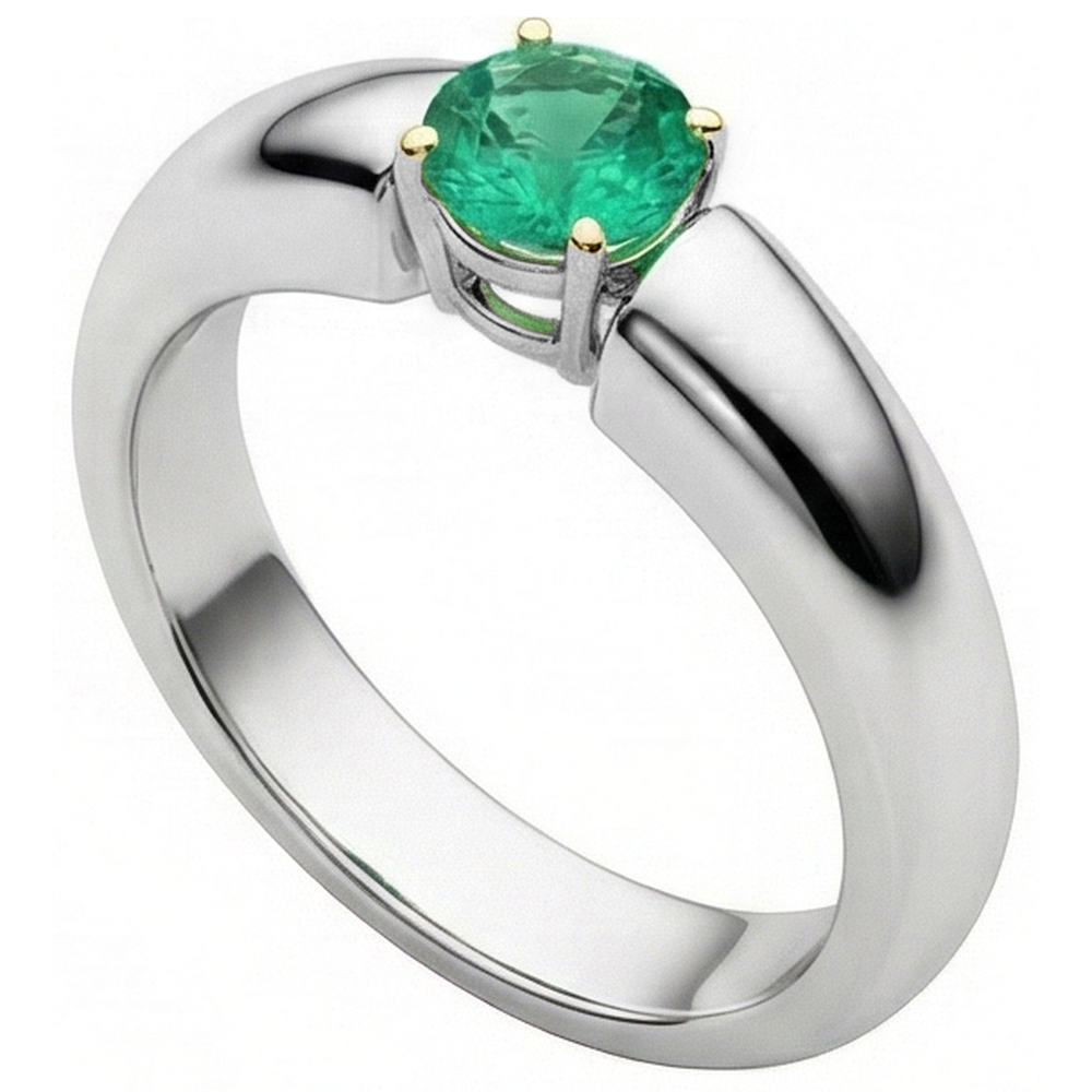 Erdgewonnener Edler Smaragd Schmuckstein-Ring – Schrägansicht