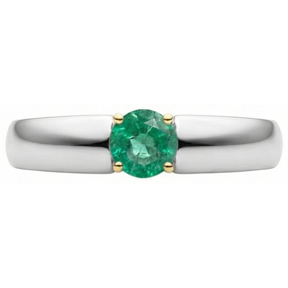 Edler Smaragd Schmuckstein-Ring 1-Karat Zweifarbiges 14K Gold – Profilansicht