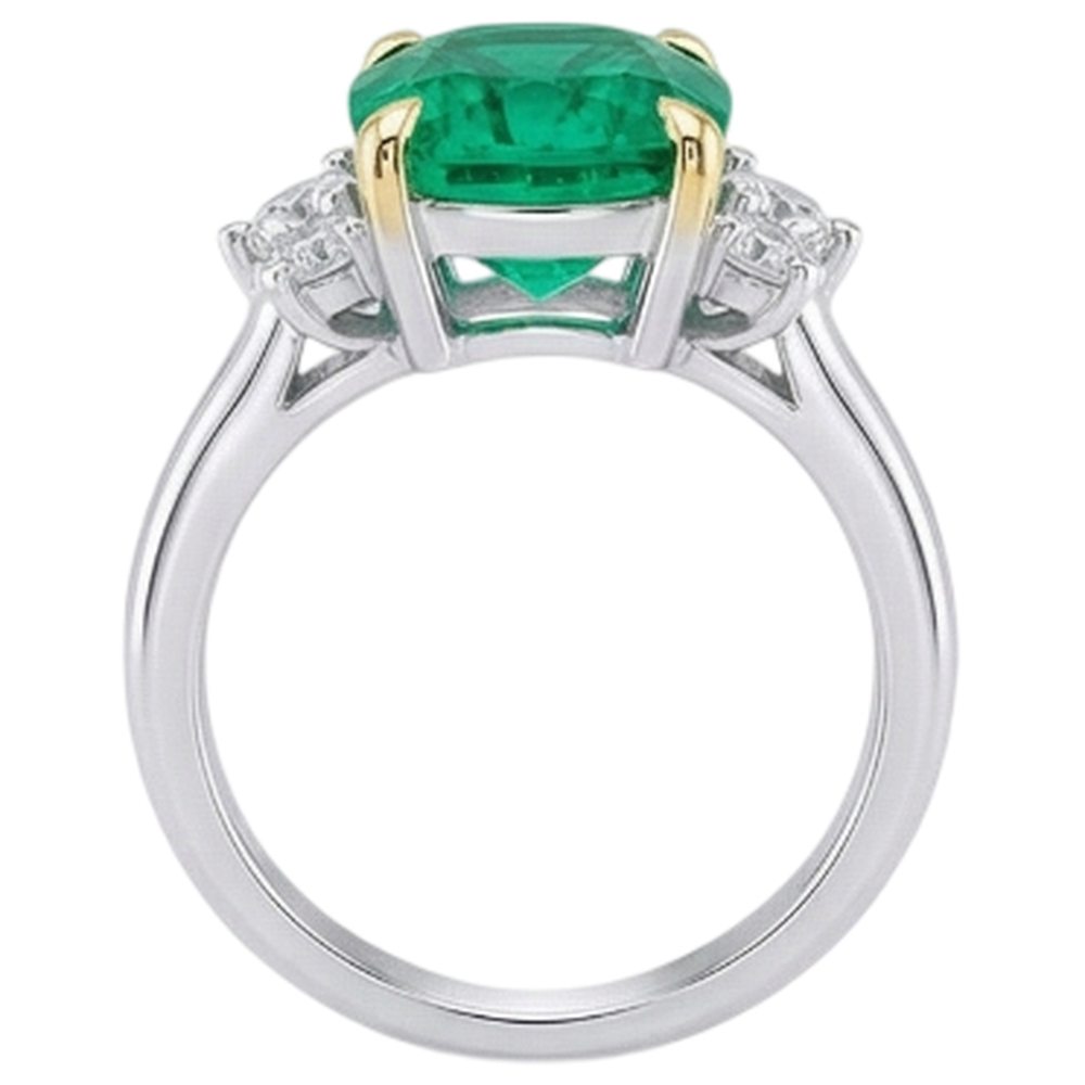 Edelstein-Ring Bicolor 14K Gold mit Smaragd – Rückansicht