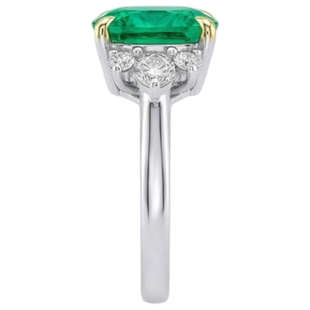 Edelstein-Ring Bicolor 14K Gold mit Smaragd – Draufsicht