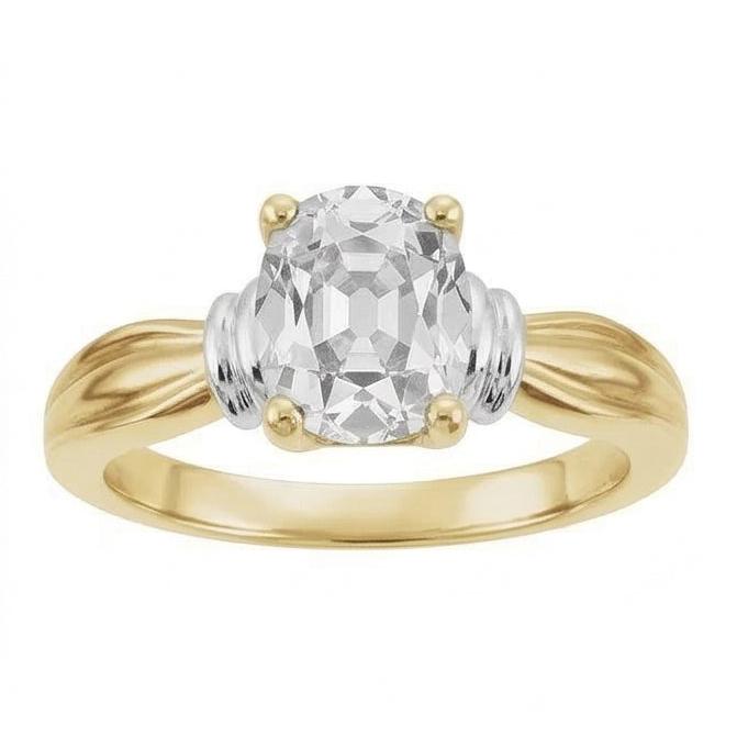 Natürlicher Diamant Einzelstein-Ring 4,50 Karat Zweifarbiges 14K Gold – Frontansicht