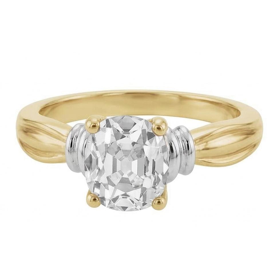 Natürlicher Diamant Einzelstein-Ring – Schrägansicht