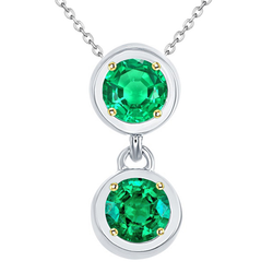 Bicolor 14K Gold Edelstein-Anhänger mit Kolumbianischer Smaragd