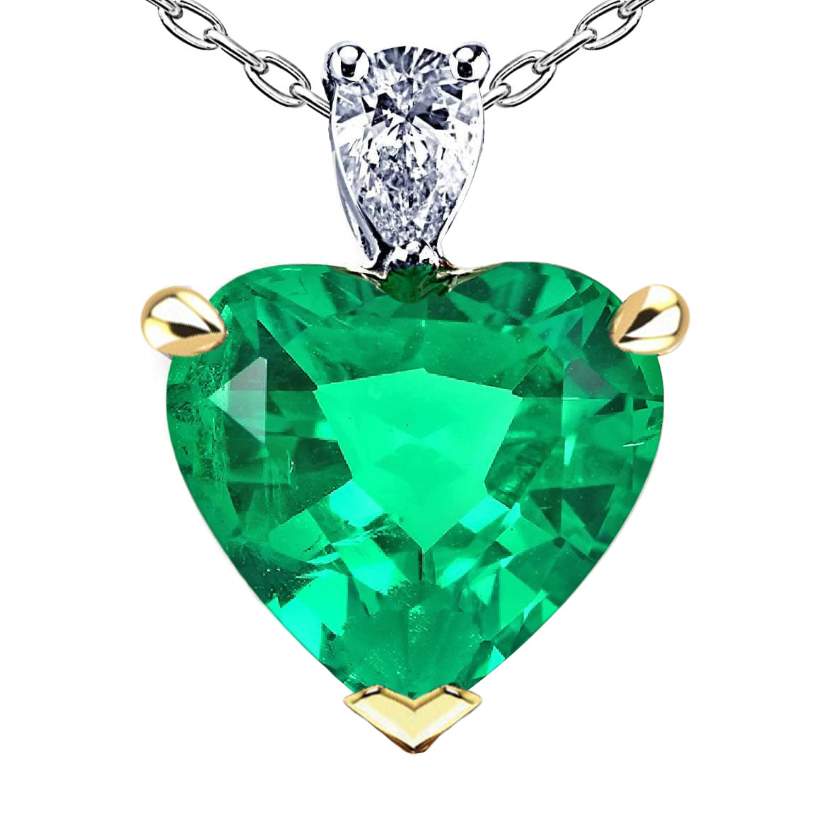 Smaragd Herzform Edelstein-Anhänger in Bicolor 14K Gold – Hauptansicht