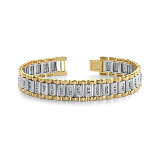 Two Tone Gold 14K 1,85 Karat Kleine Rundschliff Echt Diamanten Herren