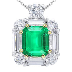 Luxuriöser Smaragd Schmuckstein-Anhänger – 6 Karat Bicolor 14K