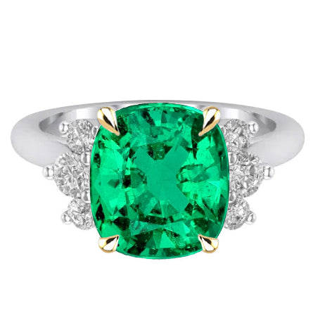 Naturreiner Smaragd Edelstein-Ring 4 Karat Bicolor 14K Gold – Hauptansicht