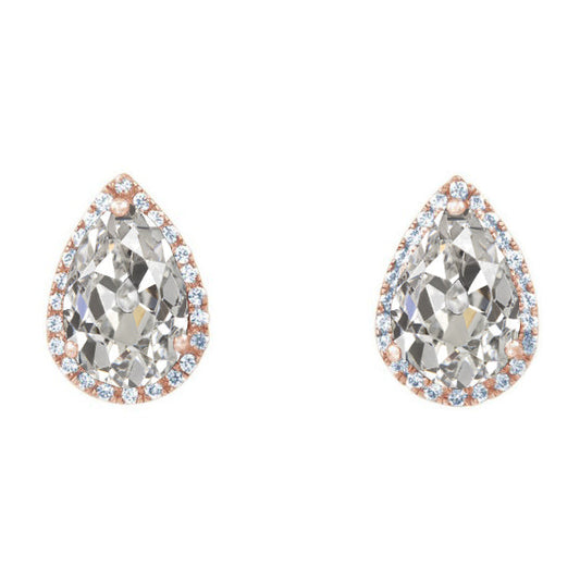 Naturreiner Brillant Ohrstecker 2 Karat Zweifarbiges 14K Gold – Hauptansicht