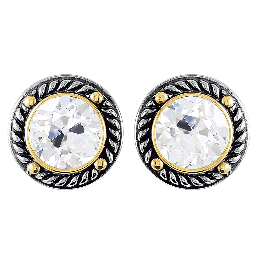 Antik-Kissen-Schliff Edler Diamant Ring in 14 Karat Zweifarbig Gold – Hauptansicht