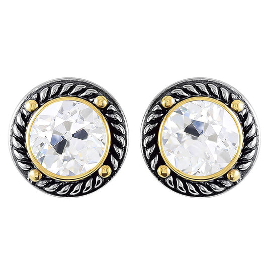 Antik-Kissen-Schliff Edler Diamant Ring in 14 Karat Zweifarbig Gold – Hauptansicht